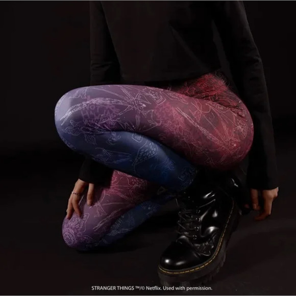 Black Milk Pants - BLACKMILK Stranger Things Demogorgon Hunters Graffiti Leggings Ombre {G47}